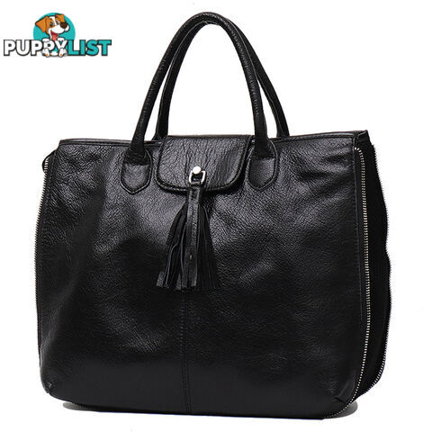 DARLING BLACK  LEATHER WOMENS SOFT HANDBAG