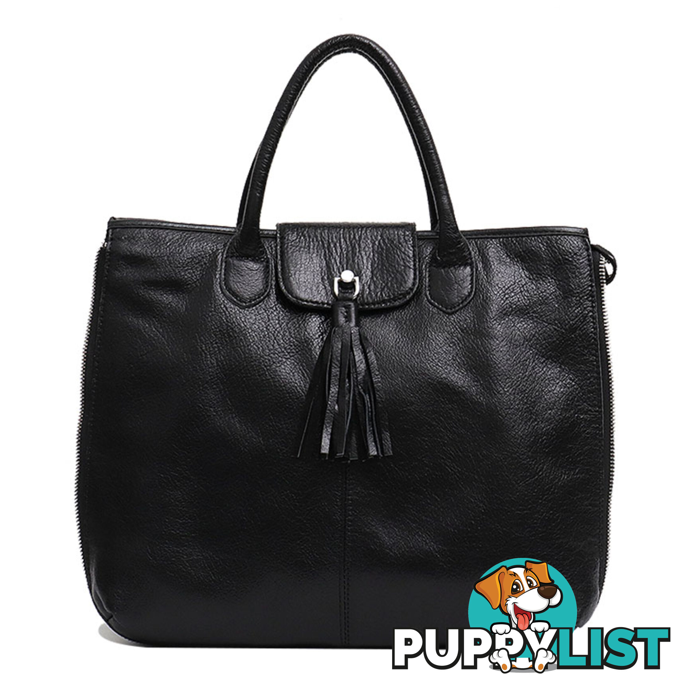 DARLING BLACK  LEATHER WOMENS SOFT HANDBAG