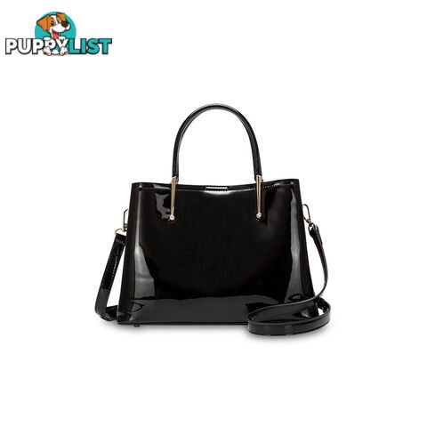 FEDELLA Black Faux Patent Leather Womens Handbag