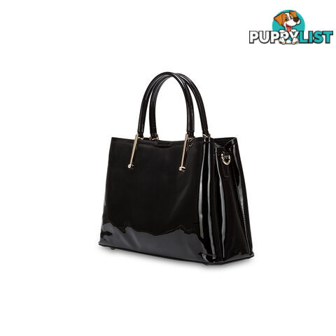 FEDELLA Black Faux Patent Leather Womens Handbag