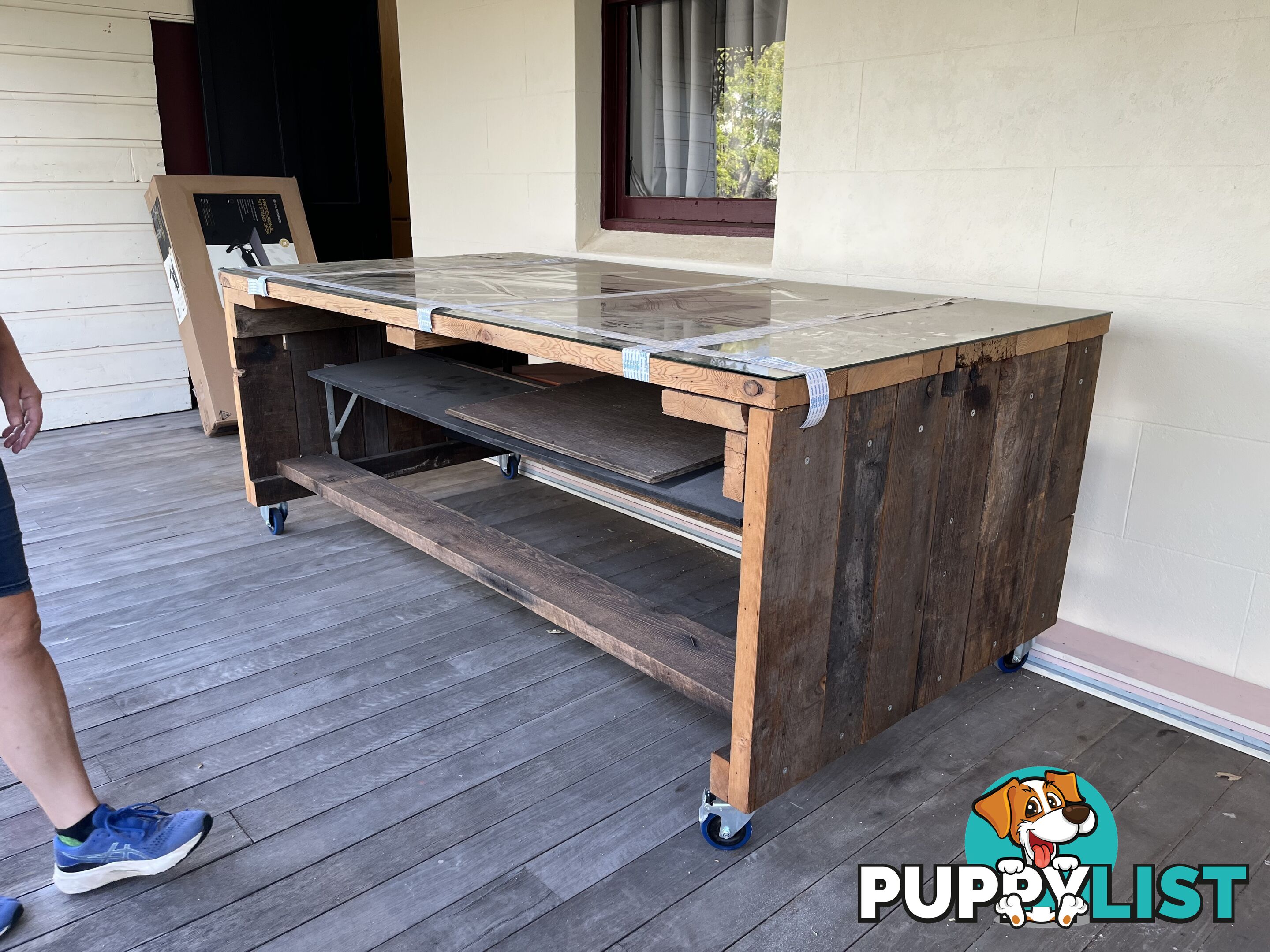 Heavy-Duty Australian Hardwood Workbench with Glass Top
