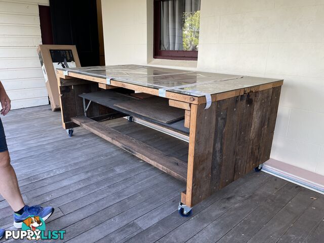 Heavy-Duty Australian Hardwood Workbench with Glass Top