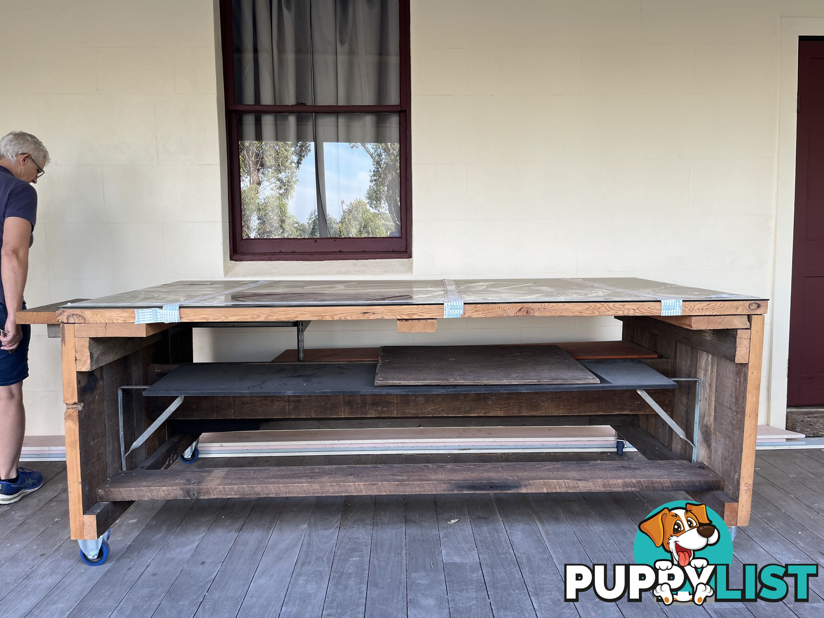 Heavy-Duty Australian Hardwood Workbench with Glass Top