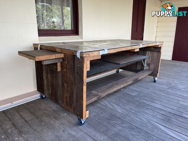 Heavy-Duty Australian Hardwood Workbench with Glass Top