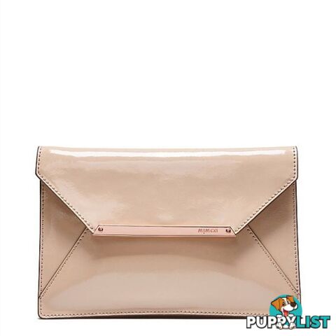 Mimco Origami Large Envelope Clutch in Patent Leather Vanilla