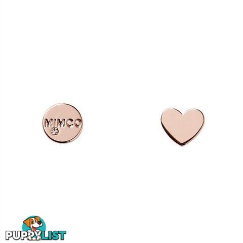 Mimco Take Two Heart Stud Earrings Rose Gold