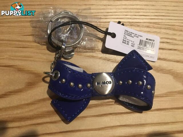 BNWT Mimco Electric Blue Peek A Bow Keyring