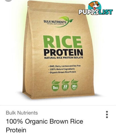 Bulk Nutrients Organice Rice Protein 1kg BRAND NEW & SEALED Bag