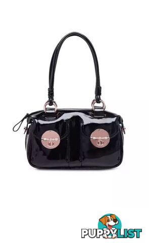 Mimco Mini Patent Black Turnlock Bag