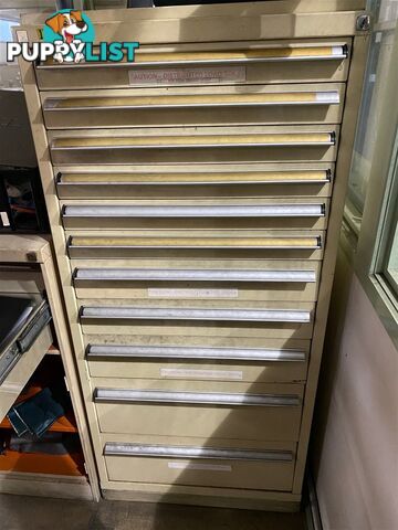 BAC Steel Storage Cabinet and Contents