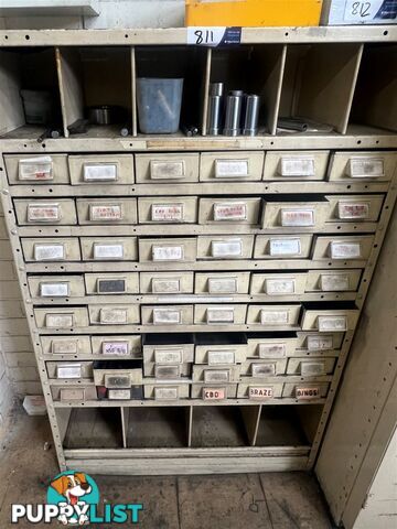 Steel Parts Storage Shelving and Contents