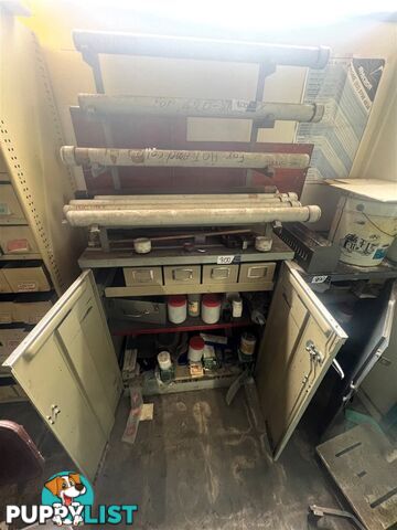 2x Steel Cabinet and Contents