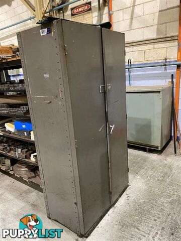 Steel 2-Door Storage Cabinet and Conents