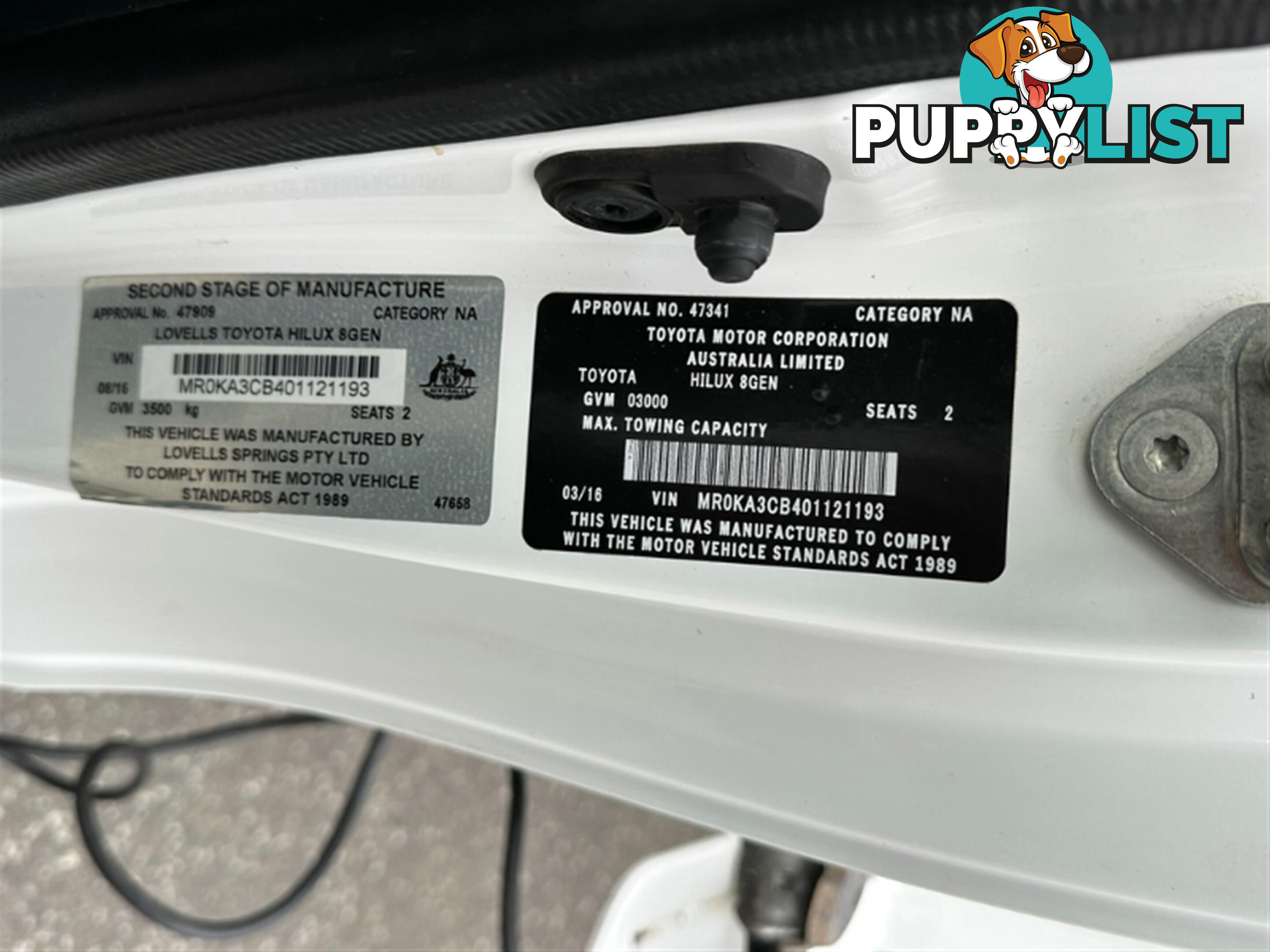 2016 TOYOTA HILUX SR SINGLE CAB GUN126R CAB CHASSIS