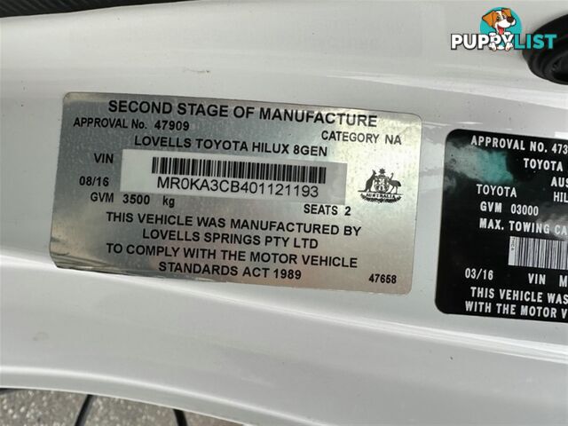 2016 TOYOTA HILUX SR SINGLE CAB GUN126R CAB CHASSIS