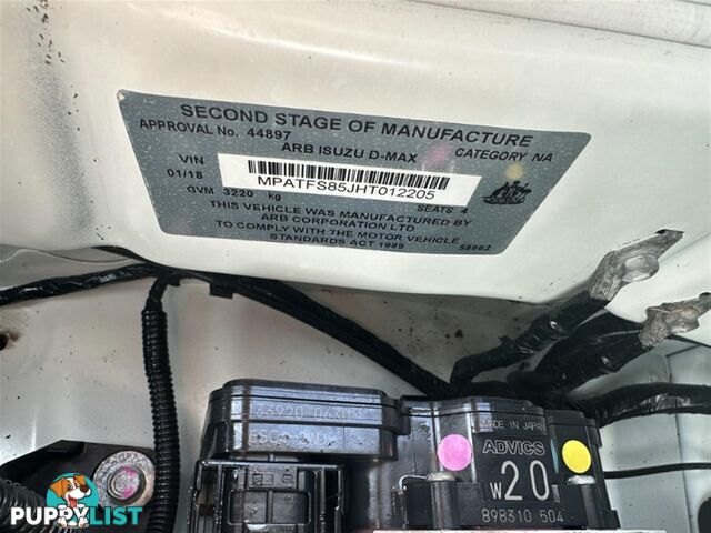2018 ISUZU D-MAX SX EXTENDED CAB MY17 CAB CHASSIS