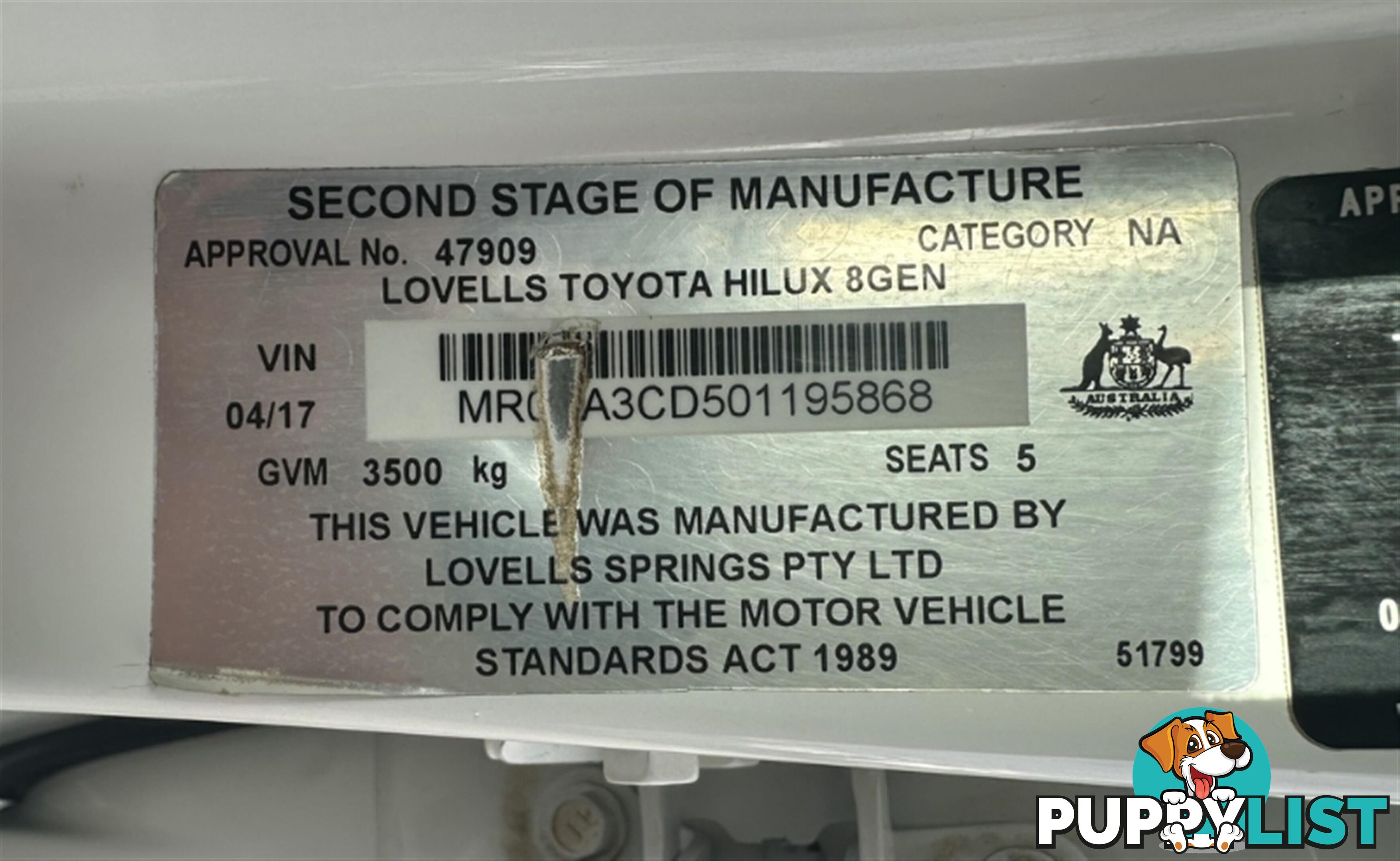 2017 TOYOTA HILUX SR DUAL CAB GUN126R CAB CHASSIS