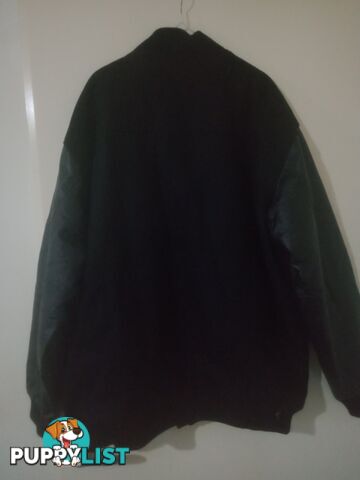 Black versity will blend leather arm jacket