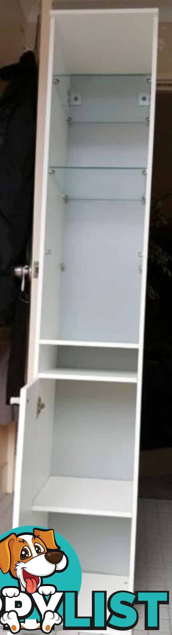 White Cabinet with glass shelves