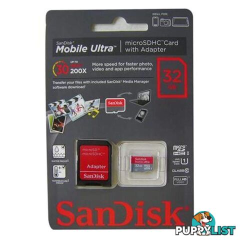 SanDisk Mobile Ultra 32GB microSDHC Class 10 Memory Card 80Mbps - SanDisk - MRY-SDSDQU-032G - 619659161422