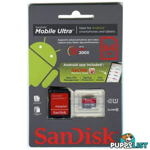 SanDisk Mobile Ultra 64GB microSDHC Class 10 Memory Card 80Mbps - SanDisk - MRY-SDSDQU-064G - 619659161507