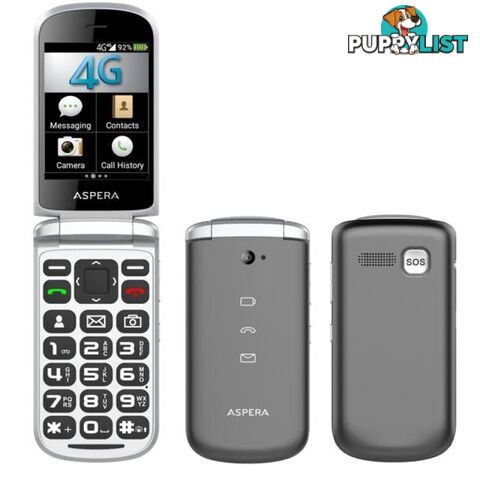 Aspera F40 Flip Seniors 4G Phone Big Button - Black (Australian Stock) - Aspera - F40BLK - 9351424000208