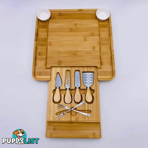 Cheese / Charcuterie board LARGE 9 piece set w Knives etc 31x31cm PRICE DROP!