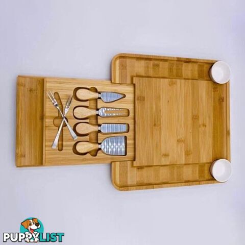 Cheese / Charcuterie board LARGE 9 piece set w Knives etc 31x31cm PRICE DROP!