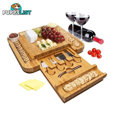 Cheese / Charcuterie board LARGE 9 piece set w Knives etc 31x31cm PRICE DROP!