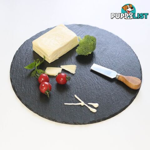 Cheese Board Charcuterie Natural SLATE set w 4 Knives 30cm PRICE DROP