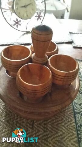 Wooden egg cup holder