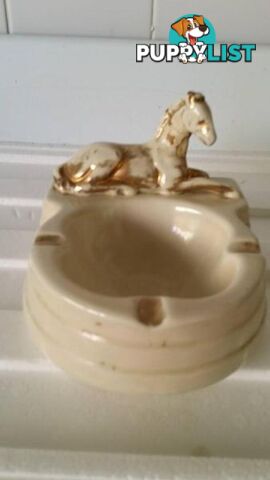 antique horse ashtray