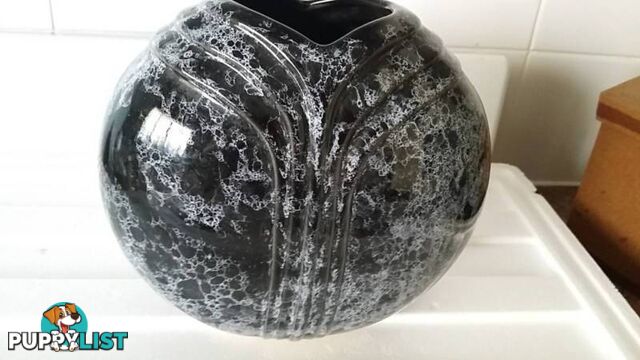 black and molten grey vase