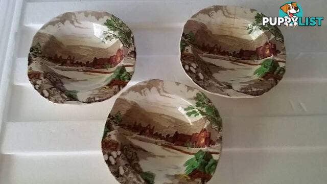 3 alfred meakin 'tintern ' hand painted bowls