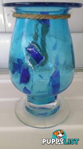 blue glass vase