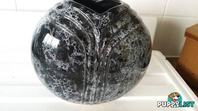 black and molten grey vase