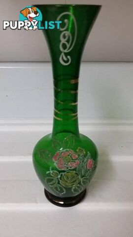 green hand painted vase