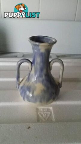 small blue and white vase