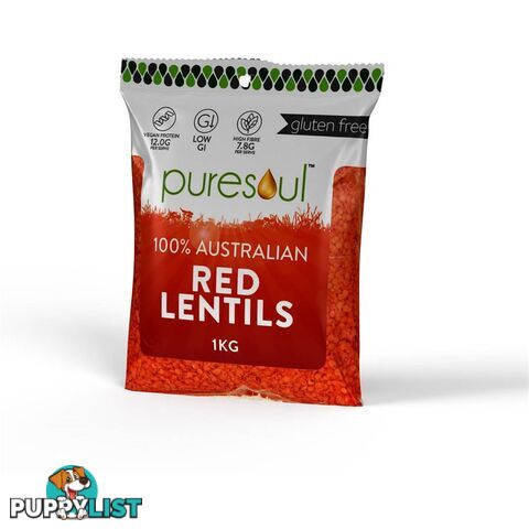 2 x PURESOUL Red Lentils, 4kg. NB: 1 x damaged packaging, best before 3/25.