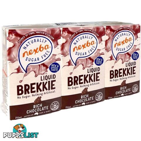 128 x NEXBA Liquid Brekkie, Rich Chocolate Flavour, 250ml Cartons. Best Bef