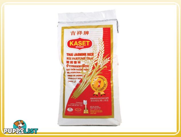 KASET BRAND Thai Jasmine Rice, 20kg. NB: Damaged packaging, expired 12/24.