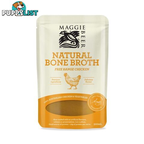 6 x MAGGIE BEER Natural Chicken Bone Broth, 500ml. NB: Best before 9/24.