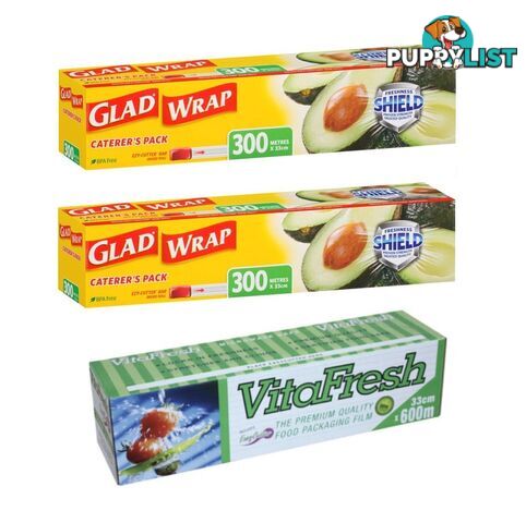 3 x Assorted Food Catering Wraps, Incl: 2 x GLAD WRAP Caterer's Pack, 300m