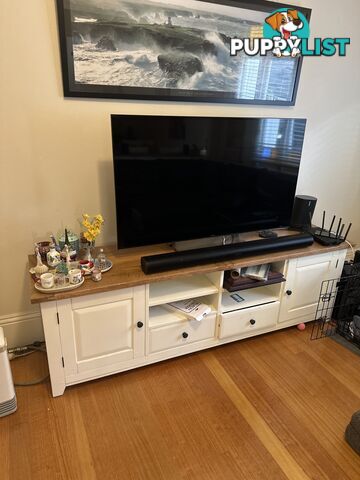 Over $5000 Full set Oz Design Mango Creek extension dining table, side board, TV stand