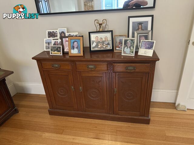 Antique bookcase with foldout desk and sideboard