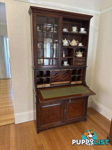 Antique bookcase with foldout desk and sideboard