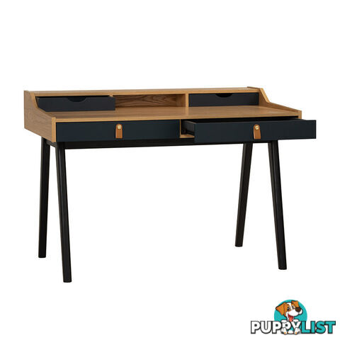 CASTOR Study Desk 110cm - Natural, Navy Blue & Black - 123033 - 9334719012131