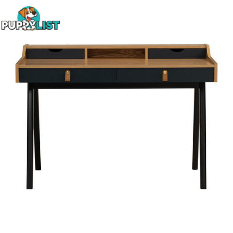 CASTOR Study Desk 110cm - Natural, Navy Blue & Black - 123033 - 9334719012131