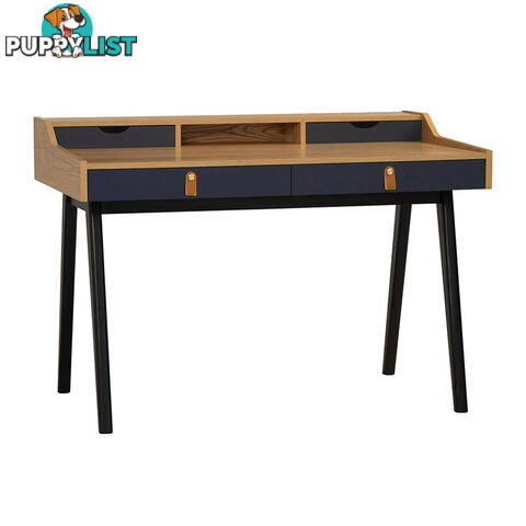 CASTOR Study Desk 110cm - Natural, Navy Blue & Black - 123033 - 9334719012131