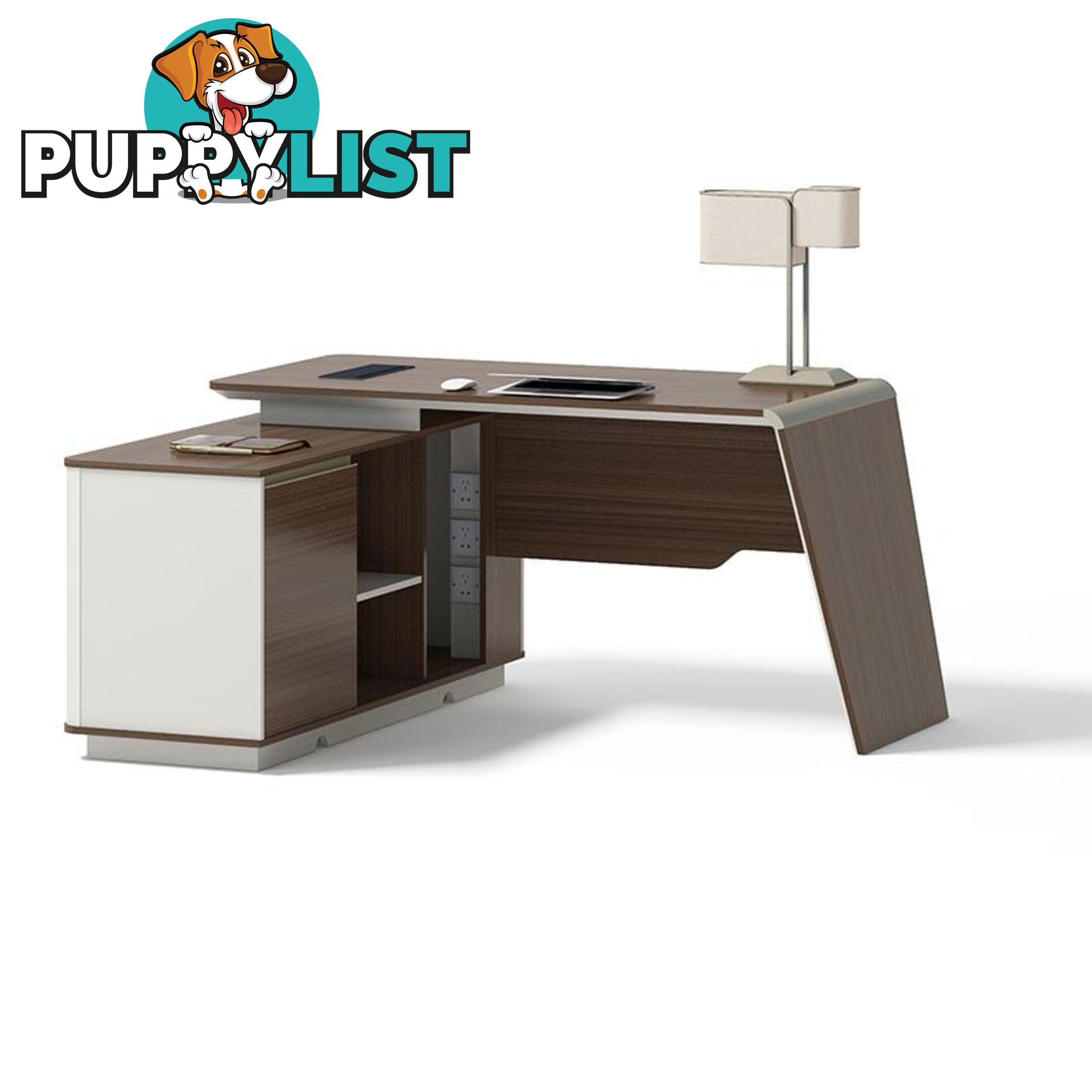 ANDERS Executive Desk Reversible Return 1.4M - Australian Gold Oak & Beige - DF-TIAN-D0414 - 9334719011196